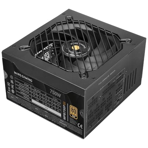 Mars Gaming MPB750PSI, PC-Netzteil Full Modular 750W, 10 Jahre Garantie, 80Plus Gold 90%, Lüfter SI Extreme Silence, Technologien AI2-RPM, DC-DC und SMD, ATX 3.1 und PCIe 5.1 Schwarz