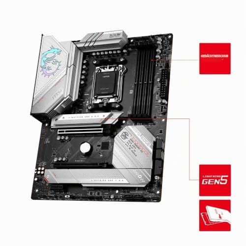 MSI MPG B650 Edge WiFi Mainboard, ATX - Unterstützt Ryzen 9000, 8000 & 7000 Serie Prozessoren, AM5-14 Duet Rail 80A VRM, DDR5 6600+MHz/OC, 2 x PCIe 4.0 x16, 1x M.2 Gen5, 2 x M.2 Gen4, Wi-Fi 6E Bild 6