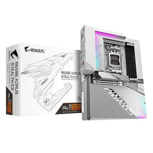 GIGABYTE B650E AORUS Stealth Ice Mainboard - AMD Ryzen 9000er-Serie, 12+2+2 Phasen VRM, bis zu 8000 MHz DDR5 (OC), 1xPCIe 5.0 + 2xPCIe 4.0 M.2, 2,5 GbE LAN, WiFi 7, USB 3.2 Gen 2x2