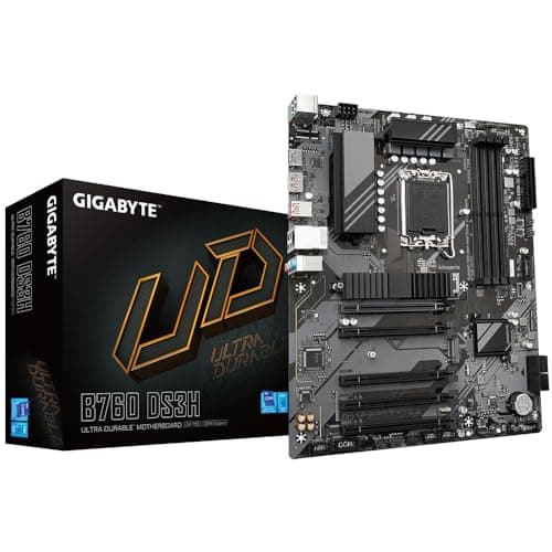 GIGABYTE B760 DS3H Mainboard - Unterstützt Intel Core Prozessoren der 14. Generation, 8+2+1 Phasen digitales VRM, bis zu 7600MHz DDR5 (OC), 2X PCIe 4.0 M.2, GbE LAN, USB 3.2 Gen 2x2