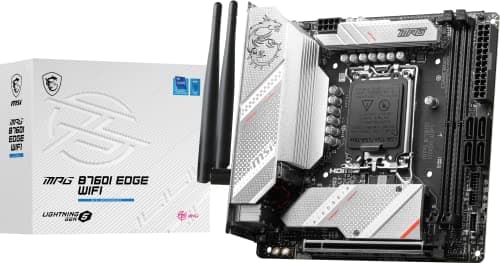MSI MPG B760I Edge WiFi-Gaming-Motherboard (unterstützt Intel Prozessoren der 12. / 13. Generation, LGA 1700, DDR5, PCIe 5.0, M.2, 2,5 Gbit/s LAN, USB 3.2 Gen2, Wi-Fi 6E, Mini-ITX) Bild 2