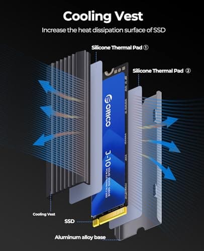 ORICO NVMe SSD M.2 512G PCIe Gen3.0x4 2280, 3D NAND Interne SSD mit Kühlkörper, bis zu 3100 MB/s,Internes Solid State Drive für PC/Konsolenspiele und Videobearbeitung-J10 3100MB/s 512G Bild 8