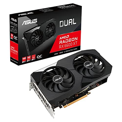 ASUS Dual AMD Radeon RX6600XT OC Edition Gaming Grafikkarte (8GB GDDR6 Speicher, PCIe 4.0, 1x HDMI 2.1, 3x DisplayPort 1.4a, DUAL-RX6600XT-O8G)