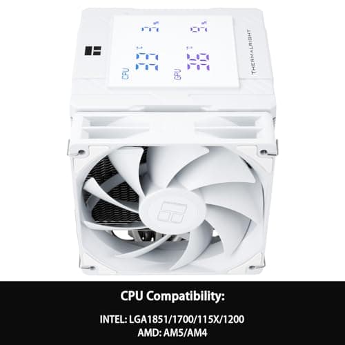 Thermalright Peerless Assassin 120 Digitaler weißer CPU-Kühler mit 6 x 6 mm Heatpipes, magnetische Anzeigetafel, Kühlkörper-CPU-Kühler, für AM4/AM5 und Intel lga1700/1851/1150/1151/1200 Bild 6