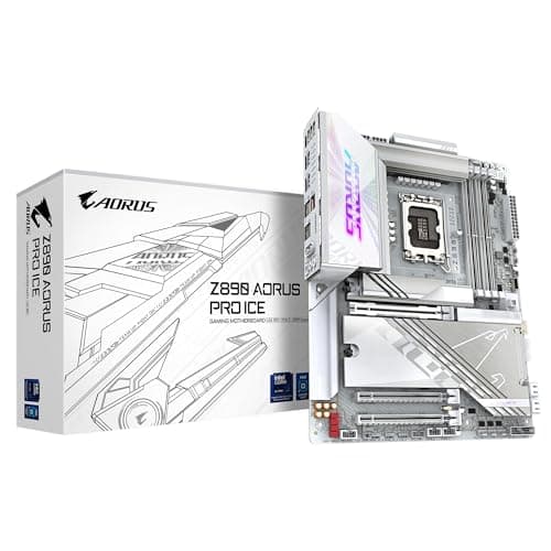 GIGABYTE Z890 AORUS PRO Ice Motherboard - Unterstützt Intel Core Ultra (Serie 2) CPUs, 16+1+2 Phasen VRM, bis zu 9500MHz DDR5 (OC), 1xPCIe 5.0 + 4xPCIe 4.0, Wi-Fi 7, 5GbE LAN, Thunderbolt 4