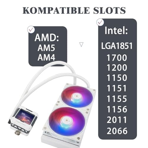 TR-Thermalright FW240 White ARGB Liquid CPU Kühler, 2,4-Zoll-IPS-LCD-Bildschirm mit 320x240 Auflösung-Magnetisch, DIY-Bildschirmthema, für AM4/AM5, LGA1851/1700/115x 240mm Weiß Bild 8