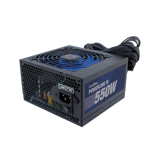 CoolBox Powerline 3 PC-Netzteil 550 W, ATX, 85 % Effizienz, ultra-leiser Lüfter 12 cm, SMD- und DC-DC-Technologie, Emi-Filter, lange Flachkabel, Schwarz Bild 2