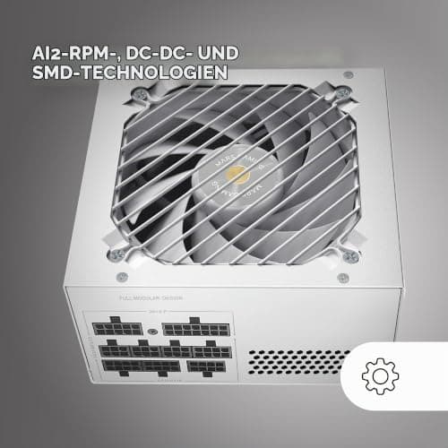 Mars Gaming MPB650SIM, Vollmodulares ATX 650W Netzteil, 7 Jahre Garantie, 80Plus Bronze 230V EU, SI 120mm Lüfter, AI2-RPM Technologie, DC-DC und SMD, Japanische Kondensatoren 105 °C, Weiß Bild 8