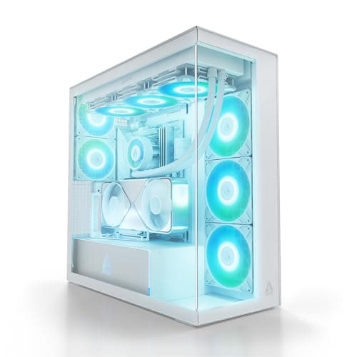 ARCTIC Xtender VG White (Clear Glass) mit vertikaler GPU-Halterung - PC-Gehäuse, Gehärtetes Panorama-Glas, 2X 420 mm Radiator Support, Full Tower, Big Tower, E-ATX, 5X A-RGB Lüfter vormontiert - Weiß white clear Bild 3