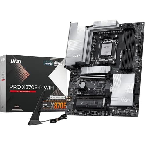 MSI PRO X870E-P WiFi Mainboard, ATX - Unterstützt AMD Ryzen 9000/8000 / 7000 Prozessoren, AM5-60A SPS VRM, DDR5 Memory Boost (8200+ MT/s OC), PCIe 5.0 x16 & 4.0 x16, M.2 Gen5, Wi-Fi 7, 5G LAN