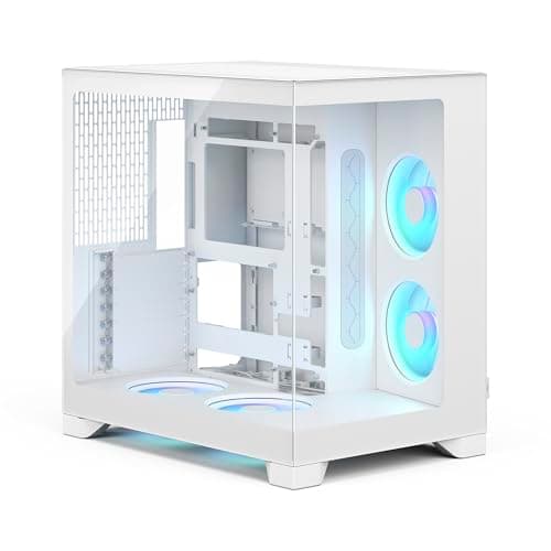 Fractal Design Pop 2 Vision White RGB PC‑Gaming‑Gehäuse mit Panoramaglas – Dual‑Kammer‑Design – 4 RGB‑Reverse‑Lüfter – ATX/E‑ATX/mATX/ITX Bild 2