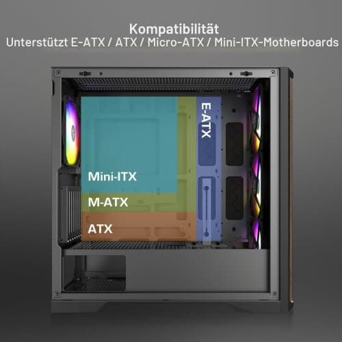 RAIJINTEK AGOS MAX Weiß Mid-Tower PC Gehäuse, Gehärtetes Glas, Holzmaserung Frontpanel, Bewegliche GPU-Halterung, 140mm Lüfter hinten, E-ATX/ATX/M-ATX/Mini-ITX kompatibel 1 Lüfter Weiß Bild 8