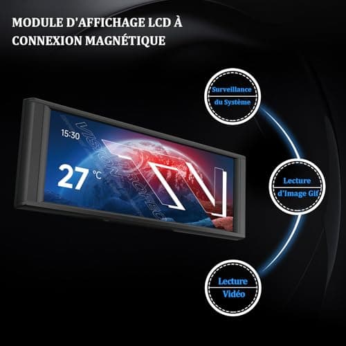 THERMALRIGHT Trofeo Vision LCD Schwarz 6,86 Zoll magnetisches IPS-Gehäuse Wasserkühlung Display, 1280x480 Auflösung, endlose Themen zum Anpassen 6.86-in Black Bild 6