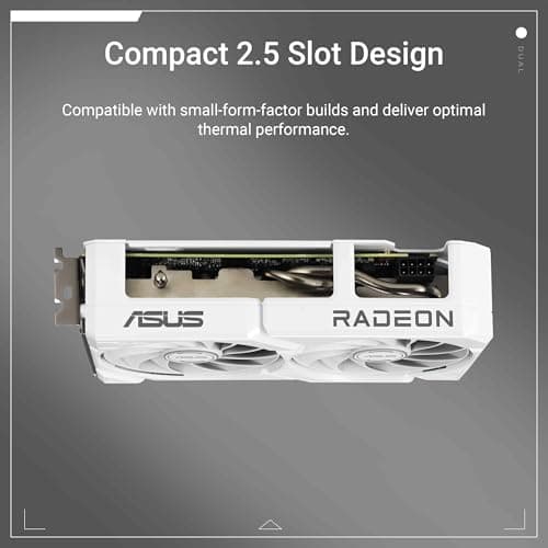 ASUS Dual Radeon RX9060XT 16G GDDR6 White Gaming Grafikkarte (AMD Radeon RX9060XT, AMD RDNA 4 Architektur, 2,5-Slot Design, DUAL BIOS, PCIe 5.0, 1x HMDI 2.1b, 2X DisplayPort 2.1a, weiß) Bild 4