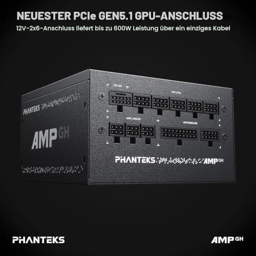 Phanteks AMP GH 850W PC-Netzteil Schwarz, 850 Watt ATX-Netzteil, PCIe 5.1, ATX 3.1 PSU | 80 PLUS Gold, alle Kabel abnehmbar, leise Bild 4