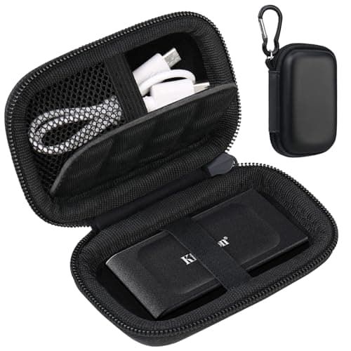 Lacdo Festplattentasche Hartschalentasche für Kingston XS1000 / XS2000 / XS1000R SSD 500GB 1TB 2TB Portable Tragbares Externes Solid-State-Laufwerk USB 3.2 Eva Stoßfest Aufbewahrungstasche, Schwarz Bild 2