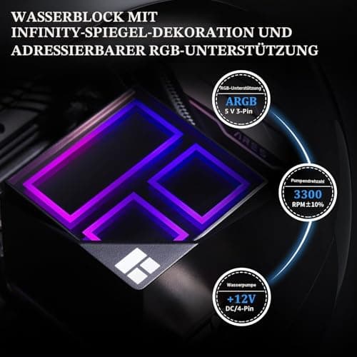 TR Frozen Infinity 240 BLACK Dual PWM Lüfter mit 2000RPM CPU Kühler Aio Desktop für AM4 / AM5 und Intel LGA1150 1151/1200 / 2011/1700 / 1851 Wasserkühler 240MM BLACK-240MM Bild 8