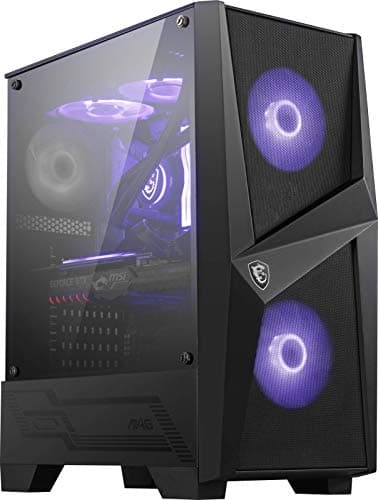 MSI MAG Series Mid-Tower Gaming-PC-Gehäuse: gehärtetes Glas, Seitenwand, RGB 120 mm Lüfter, Flüssigkeitskühlung unterstützt bis zu 240 Kühler, Forge 100 m, Schwarz, MAGFORGE100M