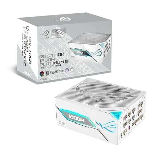 ASUS ROG Thor 1200W Platinum III White Equalizer ATX Gaming Netzteil (ROG Equalizer 12V-2x6 PCIe Stromkabel, GaN-MOSFET, OLED Display, 80 Plus & Cybenetics Zertifizierung, ATX 3.1, PCIE 5.1, Weiß)