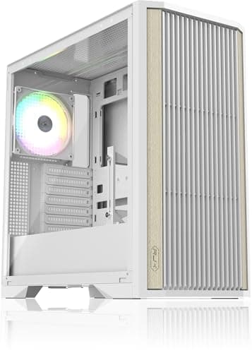 RAIJINTEK AGOS MAX Weiß Mid-Tower PC Gehäuse, Gehärtetes Glas, Holzmaserung Frontpanel, Bewegliche GPU-Halterung, 140mm Lüfter hinten, E-ATX/ATX/M-ATX/Mini-ITX kompatibel 1 Lüfter Weiß Bild 2