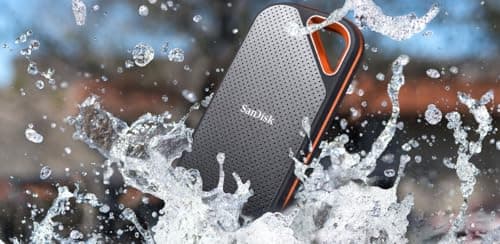 SanDisk Extreme PRO Portable SSD 2 TB (externe SSD, NVMe-SSD-Performance, 2,5 Zoll, 2.000 MB/s Lesen und Schreiben, AES-Verschlüsselung, IP65-Wasser- und -Staubschutz) grau Schwarz 2 TB Bild 3