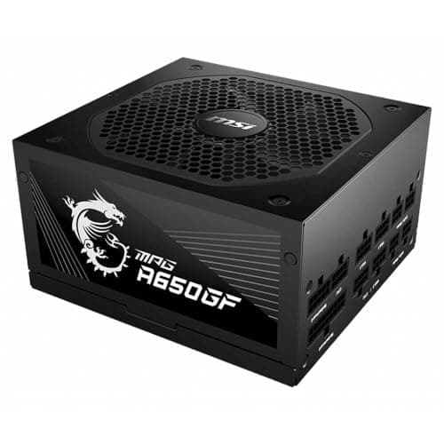 MSI MPG A650GF Netzteil, EU-Stecker, 650W, 80 Plus Gold Zertifiziert, vollmodulares ATX-Netzteil, unterstützt 2 x 6+2 GPU, japanische 105°C-Kondensatoren, Flache Schwarze Kabel Schwarz Gold modular GF 650 Watt Bild 2