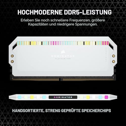 Corsair Dominator Platinum RGB DDR5 32GB (2x16GB) 6200MHz C36 Intel Optimierter Desktop-Speicher (Onboard-Spannungsregelung, Patentierte CORSAIR DHX-Kühlung, 12 Ultrahelle CAPELLIX RGB-LEDs) Weiß Bild 6
