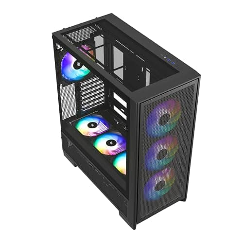 Air 2000 A-RGB Black Midi Tower PC-Gehäuse, Glas-Seitenfenster, 7 RGB-Lüfter, extremer Airflow, ASUS BTF & MSI Project Zero, PWM / 3- & 4-Pin, 420mm Radiator, E-ATX, ATX/mATX/ITX, USB-C Schwarz AIR 2000 Bild 4