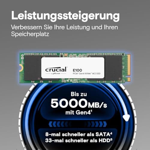 Crucial E100 1TB M.2 PCIe Gen4 NVMe Interne SSD, bis 5.000 MB/s, Laptop und Desktop kompatibel - CT1000E100SSD8 Bild 4