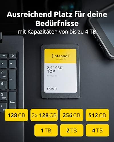 Intenso Interne 2,5" SSD SATA III Top, 1 TB, 550 MB/Sekunden, Schwarz, Festkörper-Laufwerk Bild 5
