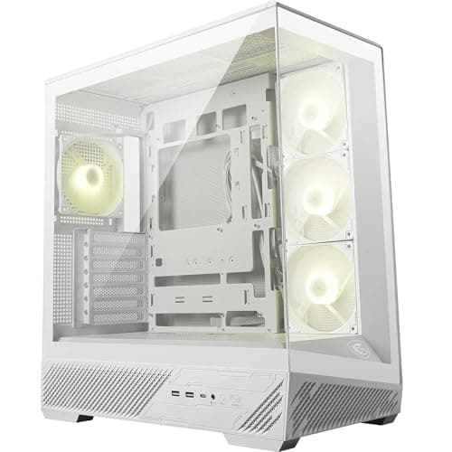 MSI MAG PANO 130R PZ Weiß - Mid-Tower-Gaming-PC-Gehäuse - Unterstützt GPUs bis zu 400 mm Länge, abnehmbare Staubfilter, USB 20Gbps (Typ-C), Back-Connect ATX & Micro-ATX Mainboard-Unterstützung