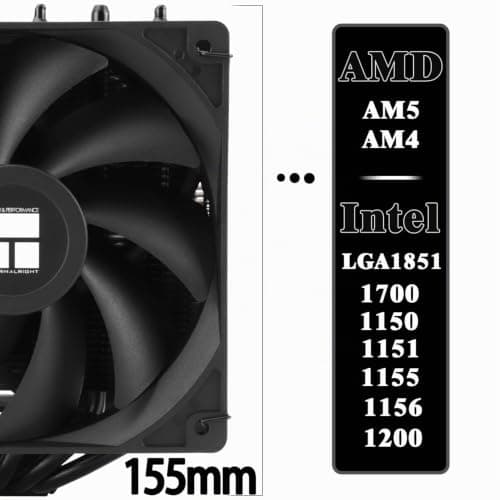 TR-Thermalright Peerless Assassin 120 SE Black CPU Luftkühler, Dual Tower und Lüfter mit 6 Heatpipes,2xTL-C12C PWM Lüfter mit 1550U/min,für AM5/AM4,Intel LGA1851/1700/1150/1151,Schwarz PC-Kühlung Bild 6
