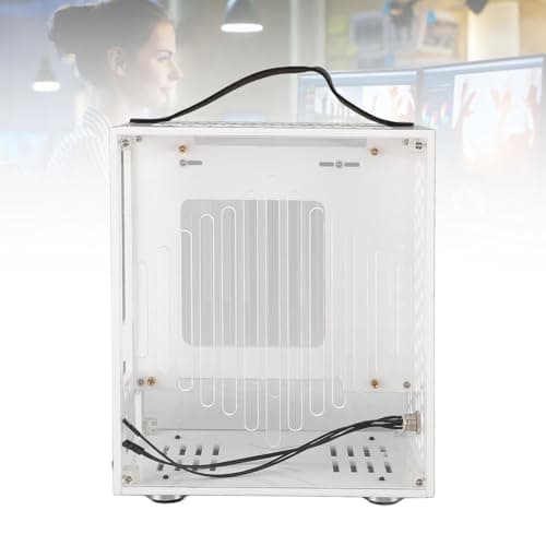 ASHATA Tragbares Miniatur-ITX-Desktop-Gehäuse mit Effizientem Luftstrom für Gaming-Unternehmen, Transparentes Acryl, 23 X 20,5 X 12 cm (White) Bild 8