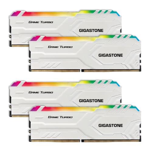 【RGB DDR4 RAM】 GIGASTONE Game Turbo 64GB Kit(4x16GB) DDR4 3200MHz PC4-25600 CL16-18-18-40 Intel XMP 2.0 AMD Ryzen 1.35V UDIMM 288Pin Nicht-ECC ungepuffert Desktop Hochleistung Arbeitsspeicher-Weiß 4x16GB Weiß DDR4 3200 MHz für Desktop Bild 2