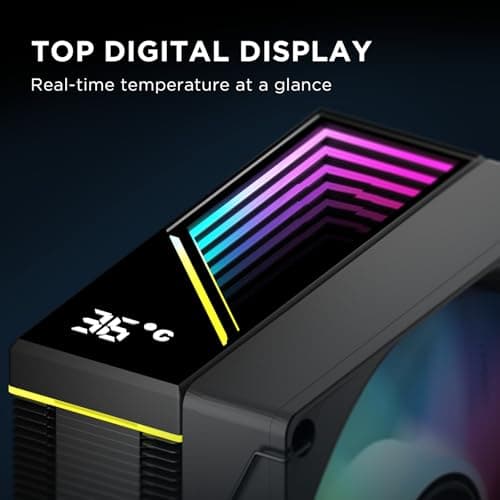 TZMRIT KF420 DGT ARGB CPU Kühler Mit Temperaturanzeige Display,für Intel LGA 1700/1200/115X/1851/1366/2011, für AMD AM4/AM5 (Black) Bild 8