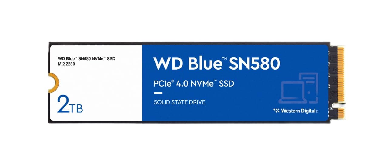WD Blue SN580 NVMe SSD 2 TB (PCIe Gen4 x4, bis zu 4.150 MB/s Lesen, M.2 2280, nCache 4.0-Technologie) Blau Bild 2