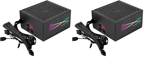 Aerocool LUXPRORGB550M, Semi-Modular RGB 550W Netzteil, 80Plus Bronze +88%, Japanische Kondensatoren, 14cm FDB-Lüfter mit APFC-Technologie, ARGB-kompatibel, 5 Jahre Garantie, Schwarz (Packung mit 2) Bild 2