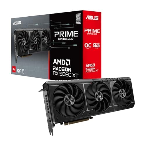 ASUS Prime Radeon RX 9060 XT OC Edition 8GB GDDR6 Gaming Grafikkarte (AMD Radeon RX9060XT, RDNA 4 Architektur, PCIe 5.0, 1x HMDI 2.1b, 2X DisplayPort 2.1a, PRIME-RX9060XT-O8G)