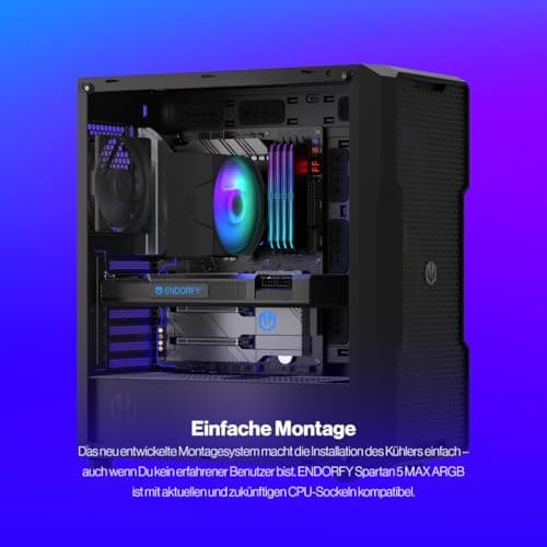 ENDORFY Spartan 5 MAX ARGB CPU Kühler 120 mm PWM, Prozessorkühler, leiser Tower Kühler, 4 Heatpipes, ARGB LED, AM5 AM4 LGA1700 Intel AMD, 180W TDP, Wärmeleitpaste enthalten Bild 8