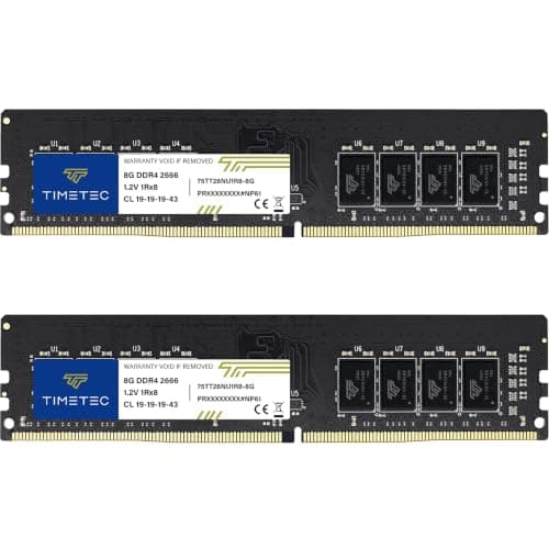 Timetec 16 GB KIT (2x8 GB) DDR4 2666 MHz (PC4-2666V) PC4-21300 UDIMM Desktop-RAM – Non-ECC Unbuffered, 288 Pin, 1,2 V, CL19 DIMM-Speichermodul 16GB (2x8GB) Bild 3
