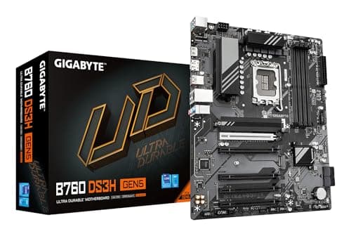 GIGABYTE B760 DS3H GEN5 Mainboard – Unterstützt Intel Core Prozessoren der 14. Generation, 8+2+1 Phasen Digital-VRM, bis zu 5600 MHz DDR5, 2 x PCIe 4.0 M.2, 1 GbE LAN, USB 3.2 Gen 2x2