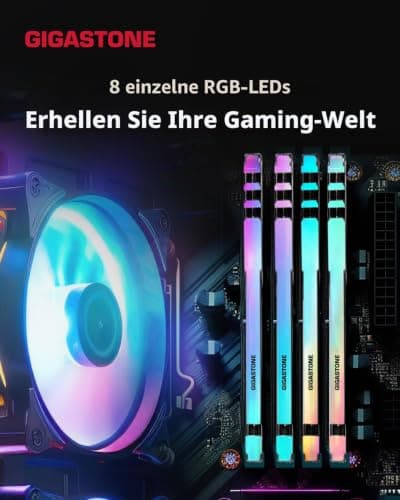 【RGB DDR4 RAM】GIGASTONE Game Turbo 8 GB x 2 (16 GB Kit) DDR4 3600MHz PC4-28800 CL 18-22-22-42 Intel XMP 2.0 AMD Ryzen 1.35V UDIMM 288 Pin Nicht-ECC ungepuffert Desktop hohe Leistung Speicher - Schwarz 2x8GB Schwarz DDR4 3600 MHz für Desktop Bild 6