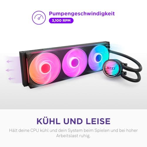 NZXT Kraken Core 360 RGB – AIO CPU-Flüssigkeitskühler – Anpassbares LCD-Display – Hochleistungs-Lüfter – Kompatibel mit Intel® & AMD® Sockel – Core 360 RGB – Schwarz Kraken Core 2025 360mm Schwarz Bild 6