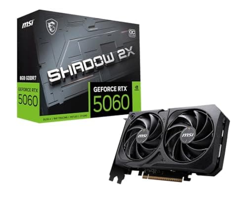 MSI VGA Geforce RTX 5060, RTX 5060 8G Shadow 2X OC, 8GB GDDR7, HDMI/DP*3, ATX, Dual FAN, OC, BULK ED