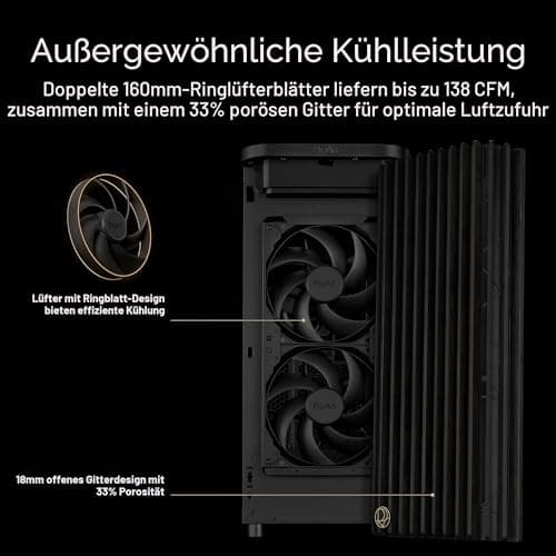 ASUS ProArt PA401 Wood Edition ATX-PC-Gehäuse TG Panel (Seitenteil aus gehärtetem Glas, 240-mm-Radiatorhalterung, 160x32-mm-Lüfter, abnehmbare Netzteilhalterung, rückseitige Kabelklemmen) Bild 4