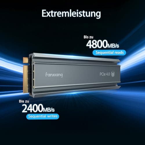fanxiang Nvme SSD M.2 2280 4TB Interne Festplatte mit Kühlkörper PCIe 4.0, 5000MB/s Lesen, 4500MB/s Schreiben, für Gaming, Videoschnitt, Kompatibel mit Desktop, Spielekonsole (S660) Bild 4