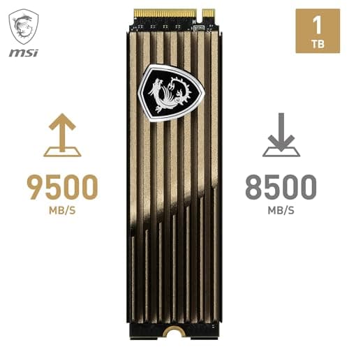 MSI Space M570 SSD 1TB mit Heatsink – interne SSD PCIe 5.0 NVMe M.2, Lesen 9500 MB/s, Schreiben 8500 MB/s, 3D NAND, integrierte Datensicherheit, Center Bild 4