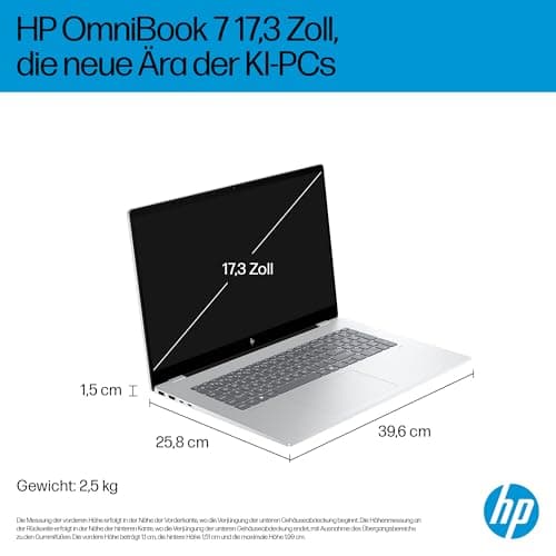 HP OmniBook 7 Intel Core Ultra 7 258V Next Gen AI PC, Copilot+ PC, 17.3 Zoll FHD Touch Display, 47 Tops, 32GB LPDDR5x RAM, 1TB PCIe Gen4 SSD, Intel Arc 140 V GPU, QWERTZ, Windows 11, Silber Bild 6