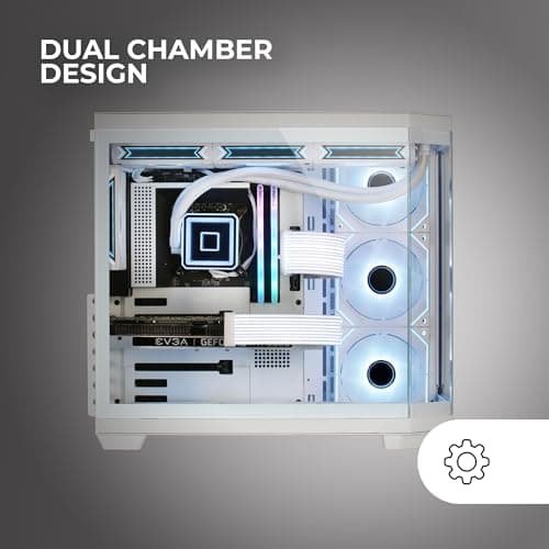 Mars Gaming MC-3TCORE, Custom ATX Gaming Gehäuse, Abnehmbares Fenster aus Dreifachglas, Dual-Kamera, Reverse Connector Backplane Kompatibler Semitower, Unterstützung für Flüssigkeitskühlung, Weiß Bild 6