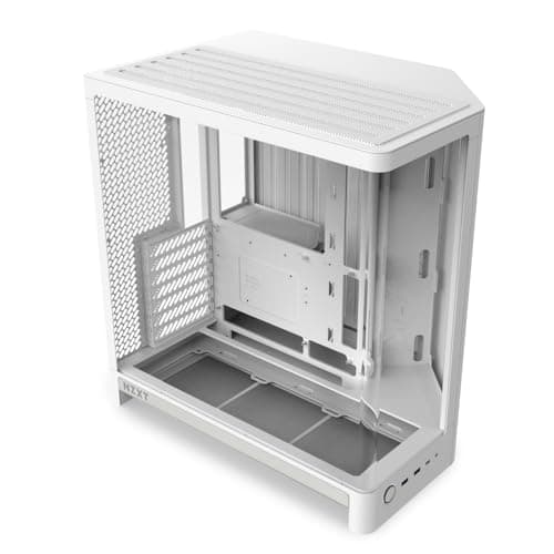 NZXT H6 Kompaktes Dual-Chamber-ATX-PC-Gehäuse - Unterstützung für 10x 120-mm-Lüfter - 360-mm-Radiator - Back-Connect-Motherboard-Ready - Nahtloses geschwungenes gehärtetes Glas - Weiß